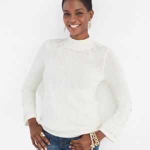 NWT Chico’s Embellished Mock-Neck Pullover Sweater